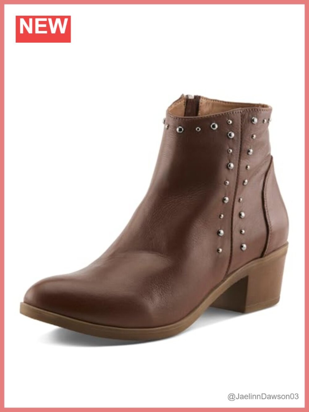 Leather Ankle Bootie with Zipper Closure and Almond Toe
